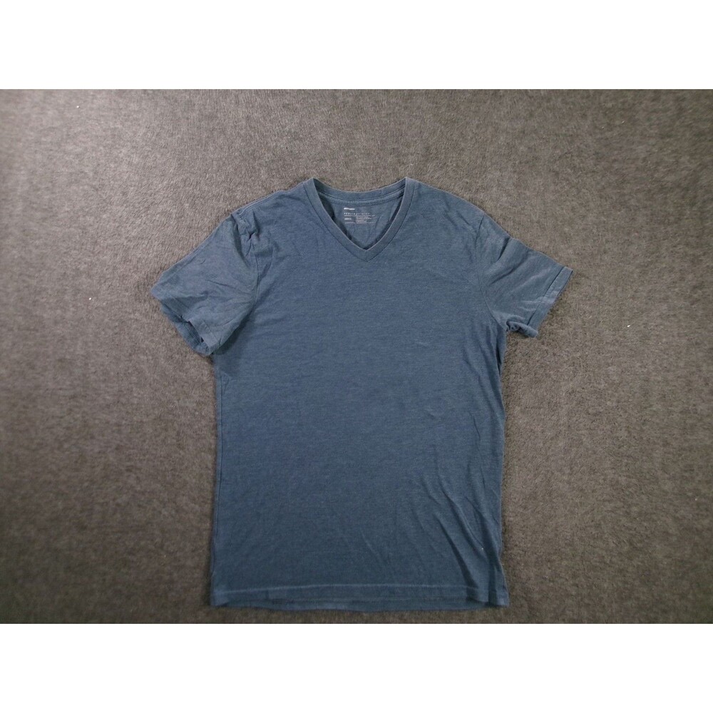 Public Opinion Shirt Mens S V Neck Blue Short Sleeve Cotton Polyester Tee